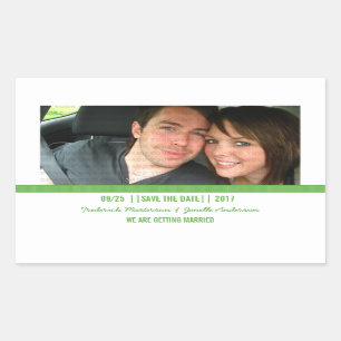 Green Modern Photo Save the Date Stickers