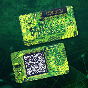  Green Modern Printed Circuit Board Custom QR Code Business Card