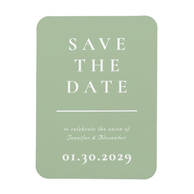 Green Modern Save the Date Magnet (Vertical)