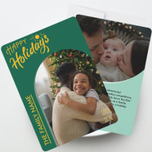 Green Modern Script Happy Holidays 2 Photo Card