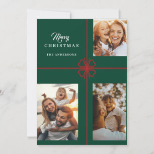 Green Modern Script Photo Christmas Holidays cards