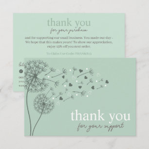 Green Modern Script, Thank You Candle Business Enclosure Card