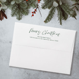 Green Modern Simple Calligraphy Merry Christmas  Envelope