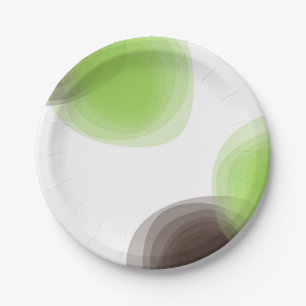 Green, modern, simple, flower abstract graphic paper plate