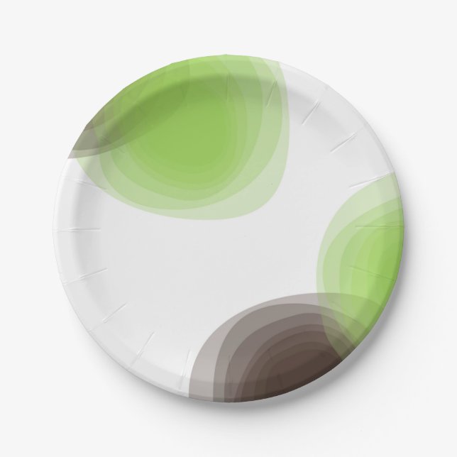 Green, modern, simple, flower abstract graphic paper plate (Front)