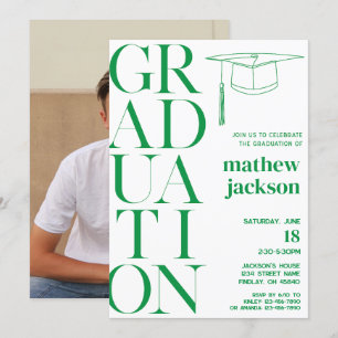 Green Modern Simple Graduation Party Personalised Invitation