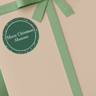 Green Modern Snowflakes Merry Christmas Classic Round Sticker