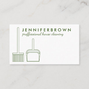 Green Modern Style Broom Business Card