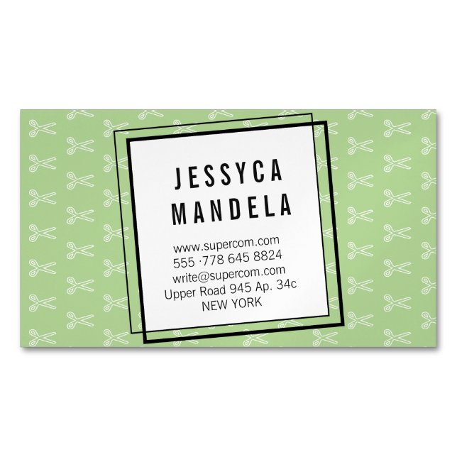 Green Modern tailor Magnetic Cards (Front)