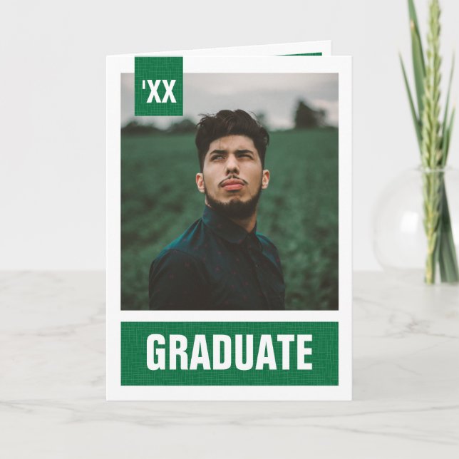 Green Modern Textured Photo Graduation Invitation (Front)