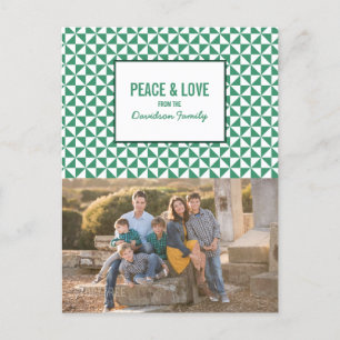 Green Modern Triangles Holiday Photo Postcard