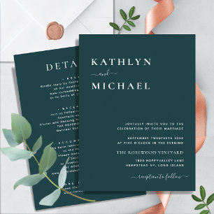Green Modern Typography All In One Simple Wedding Invitation