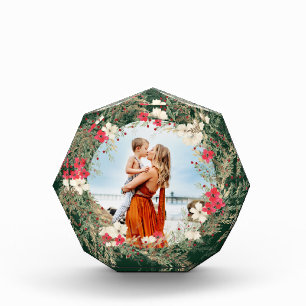 green modern wreath merry christmas photo block