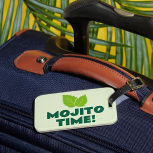 Green Mojito lover luggage tag with custom quote
