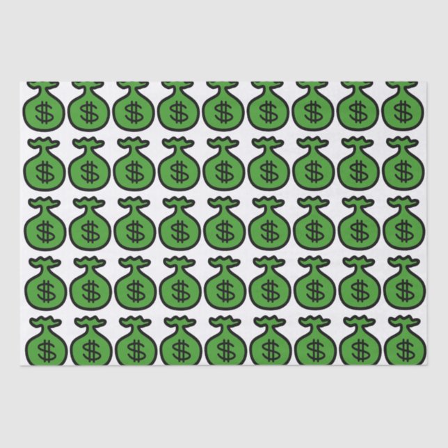 Green money bags pattern tissue paper (Front)