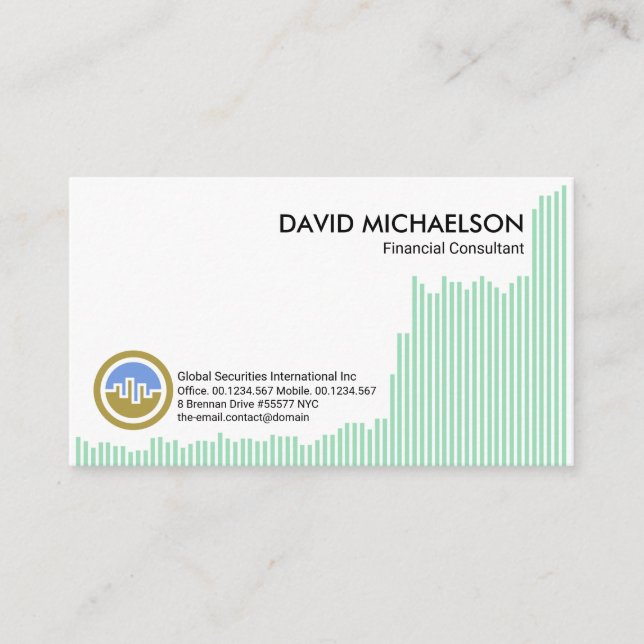 Green Money Share Graph Financial Futures Market Business Card (Front)