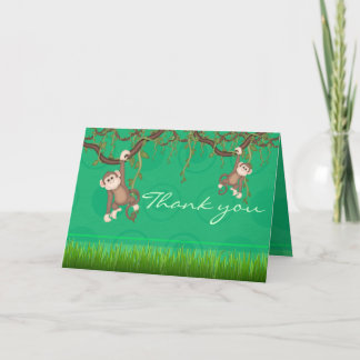Green Monkey Fun Thank You Card