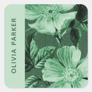 Green Monochromatic Blooms Floral Envelope Seal