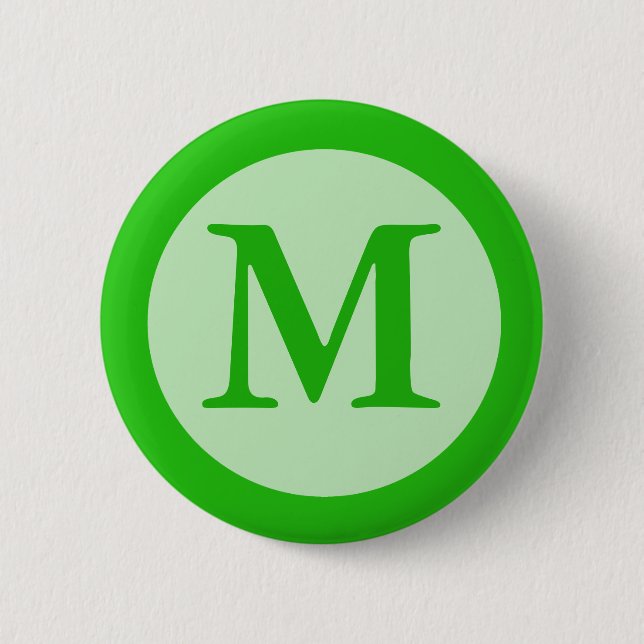 green Monogram 6 Cm Round Badge (Front)