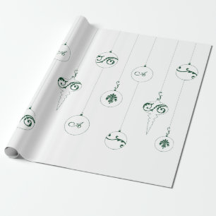 Green Monogram Bauble Hanging Ornaments Christmas  Wrapping Paper