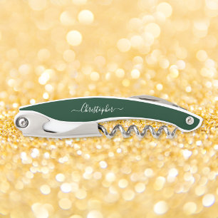 Green Monogram Beer Wine Corkscrew Bottle Opener