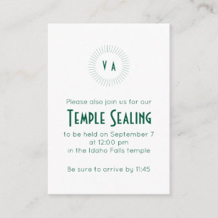 Green Monogram Circle Temple Sealing Invitation