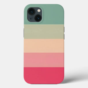 Green Monogram - Colorblock Horizontal Stripe Pink iPhone 13 Case