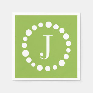 Green Monogram Customise J Initial Paper Napkins