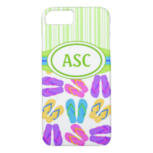 Green Monogram Flip Flops iPhone 7 Case