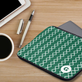 Green Monogram Geometric Laptop Sleeve