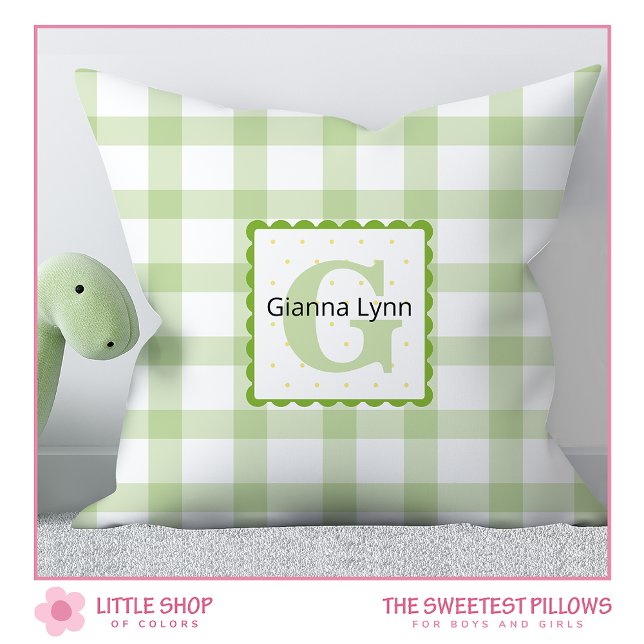 Green Monogram Gingham Baby Cushion (Creator Uploaded)