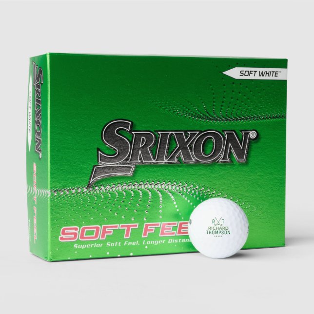 Green Monogram Golfballs with his name Golf Balls (Packaging)