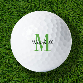 Green Monogram Initial and Name Personalised Golf Balls