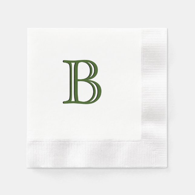 Green Monogram Initial Napkin (Front)