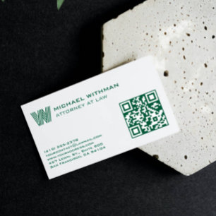 GREEN MONOGRAM LINE QR LAWYER ACCOUNTANT BUSINESS CARD