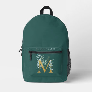 Green Monogram M Name Printed Backpack