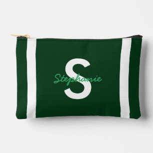 Green Monogram Personalized Accessory Pouch