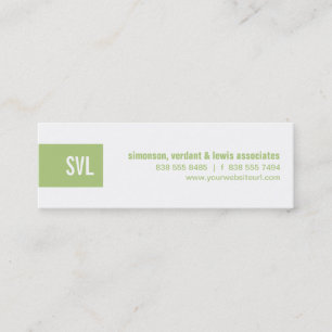 Green Monogram Strip Mini Business Card