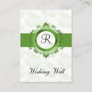 green monogram wishing well cards