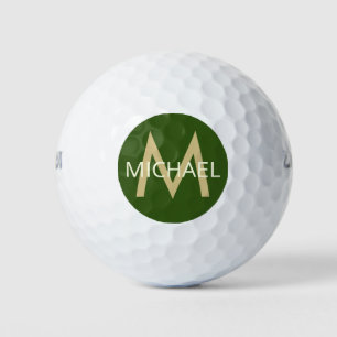 Green Monogram with Name and Initial on Golf Balls