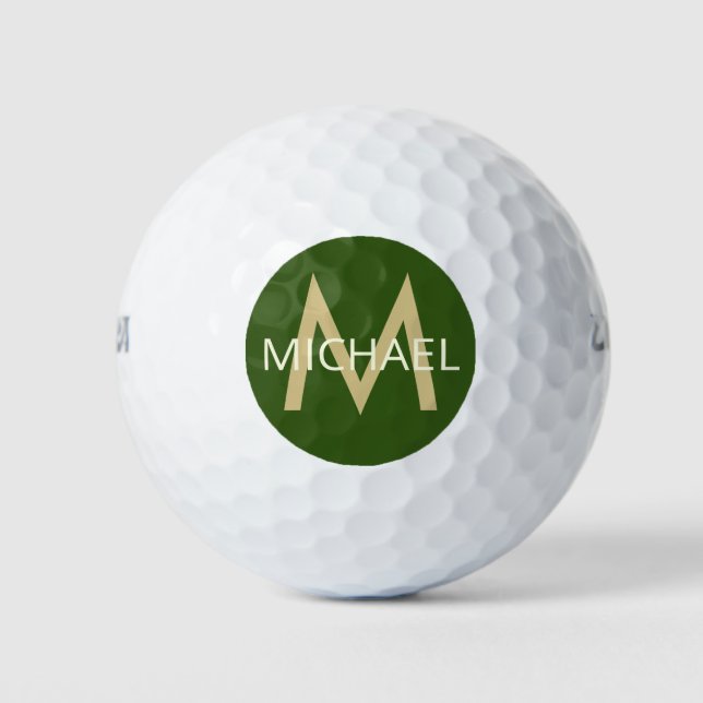 Green Monogram with Name and Initial on Golf Balls (Front)