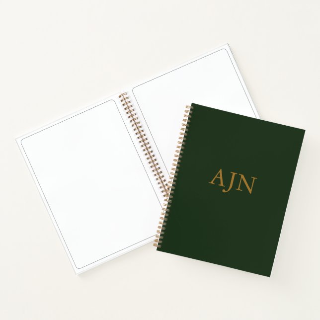Green Monogrammed Art Sketchbook Notebook Gift (Inside)