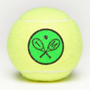Green Monogrammed Initial Crossed Rackets Tennis Balls