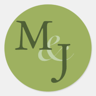 Green Monogrammed Initials Sticker Envelope Seals