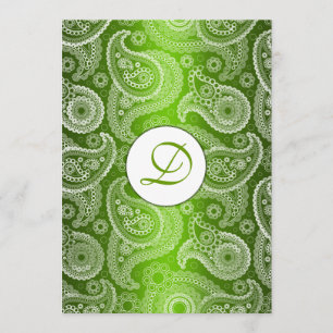Green Monogrammed Paisley Wedding Invitation