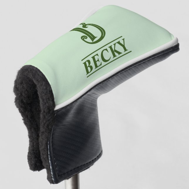 Green Monogrammed Putter Head Cover (3/4 Front)
