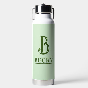 Green Monogrammed Water Bottle