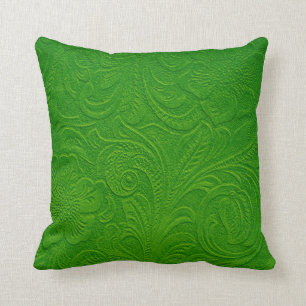 Green Monotones Floral Swede Leather Look Cushion