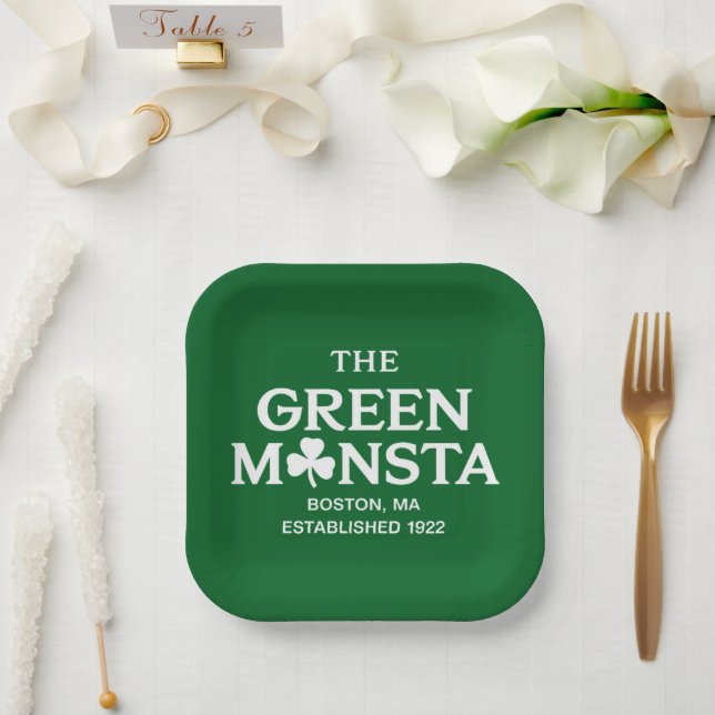 Green Monsta Boston Green Monstah Baseball Gift  Paper Plate (Wedding)