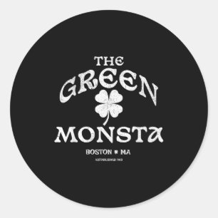Green Monsta Funny Boston M New England Srts Gift  Classic Round Sticker